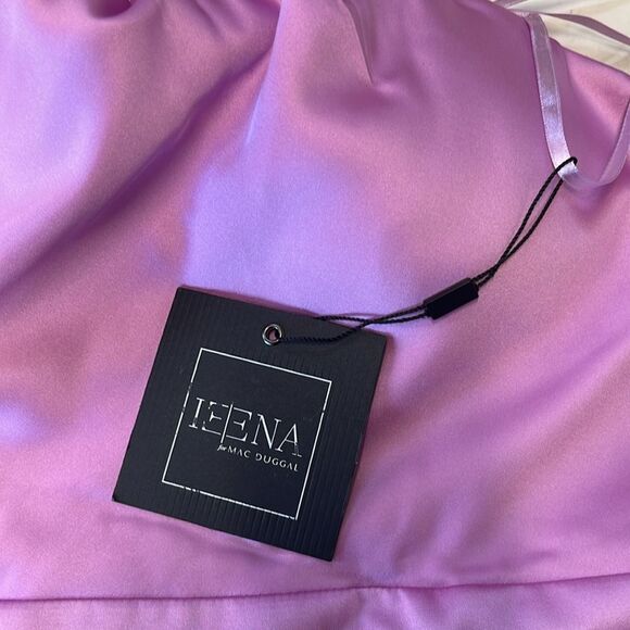 NWT IEENA Mac Duggal Orchid Mini One Shoulder Satin Dress 10 - Picture 7 of 11